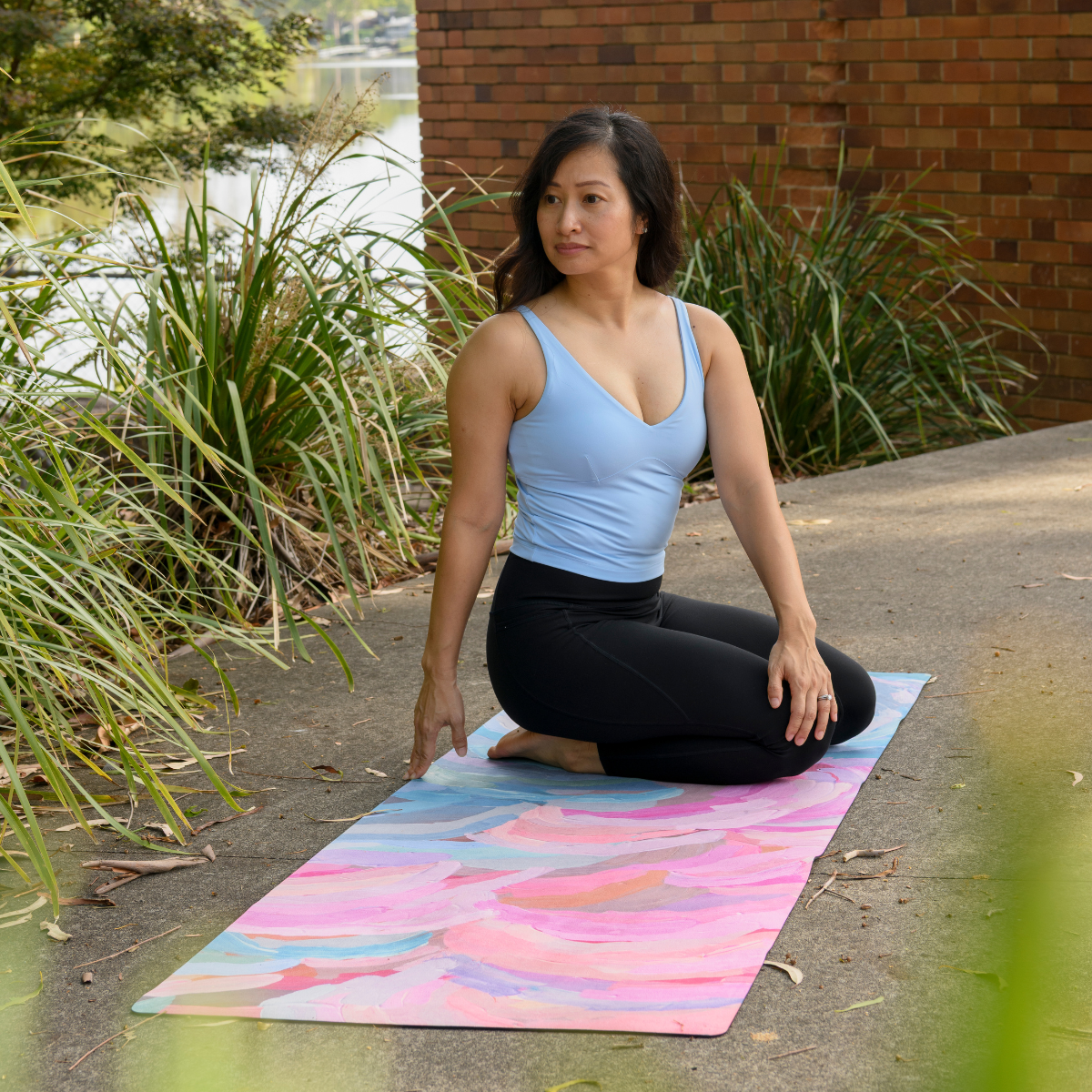 Practice with confidence on yogat’s eco-friendly yoga mat—PVC and phthalate-free, with an extra-grip microfiber surface ideal for hot yoga. Lightweight, travel-ready, and designed in Australia with artistic flair.

