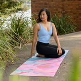 Practice with confidence on yogat’s eco-friendly yoga mat—PVC and phthalate-free, with an extra-grip microfiber surface ideal for hot yoga. Lightweight, travel-ready, and designed in Australia with artistic flair.

