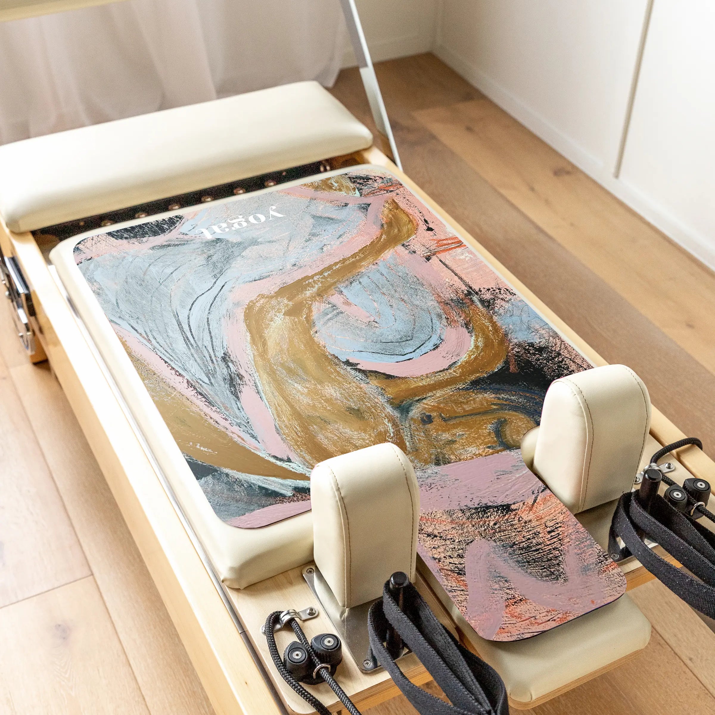 Add style and stability to your Pilates routine with yogat’s Calm in Chaos Reformer Mat by Pav Spencer. PVC-free, non-slip, and eco-friendly—designed to fit most reformer machines and elevate your studio practice.