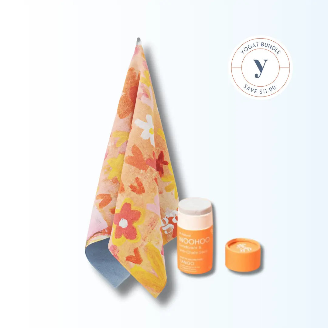 Soft, lightweight microfibre towel – part of yogat’s Glow Down Bundle for sauna or studio recovery.