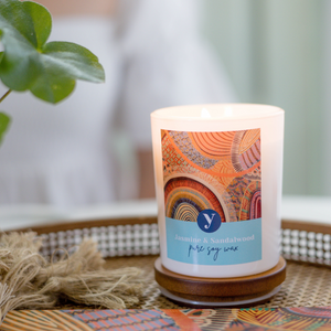 Yogat Hand Poured Soy Candle - Jasmine and Sandalwood 180gms